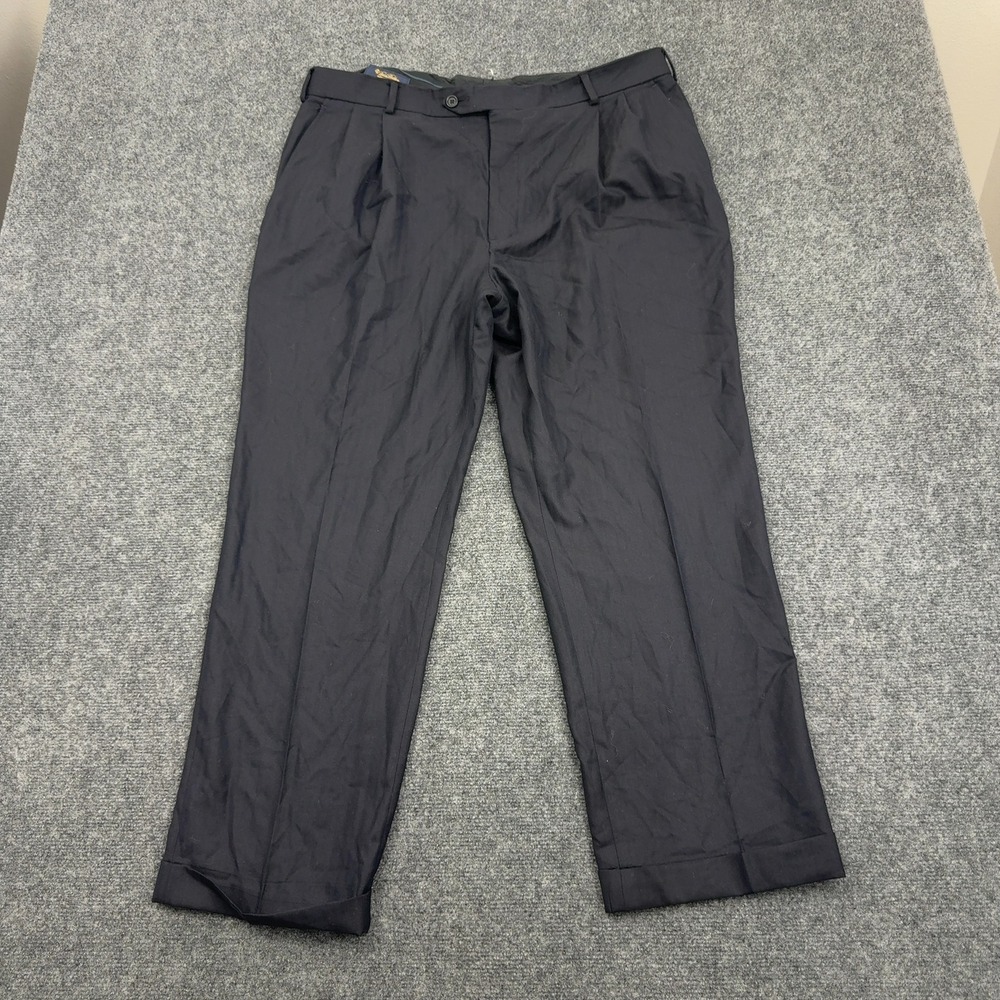 Brooks Brothers Dress Pants Men 43 Navy Wool Pleated Cuffed Madison 1818 Classic
